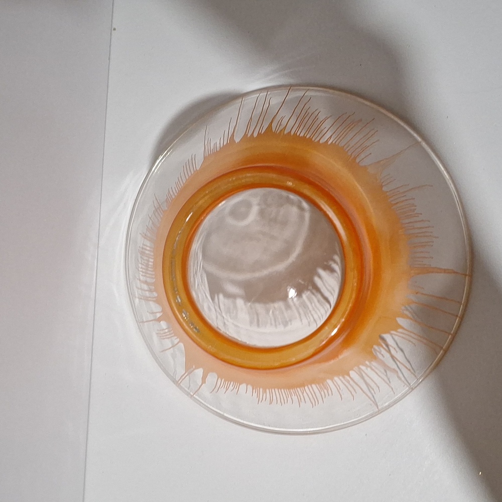 #AEA Glass bowl clear and orange great for chips, fruit, etc. - Picture 6 of 7